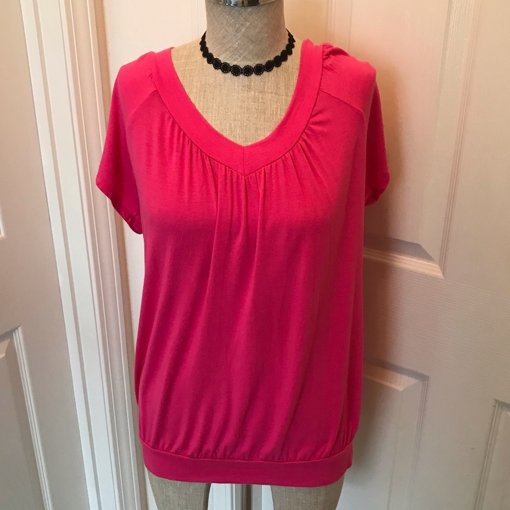 JM Collection v-neck smocked blouson top - Picture 2 of 11